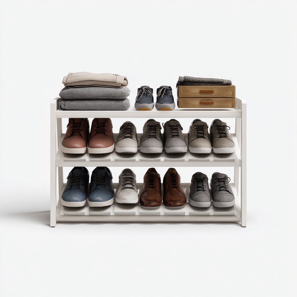 Zapatero abierto blanco de madera 80x30x60 cm - diseño moderno para entrada-Homiuphaus