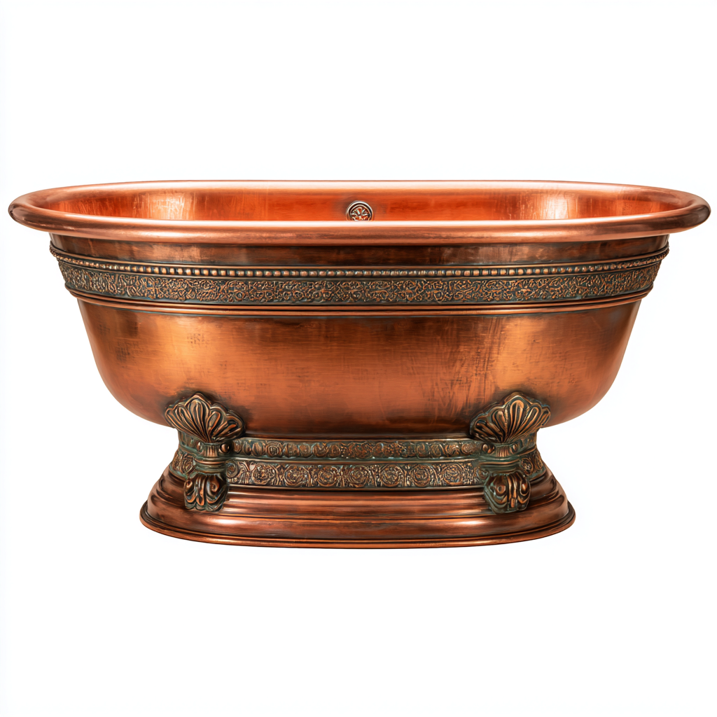 Bañera de metal 170x75x72 cm - cobre - diseño clásico-Homiuphaus