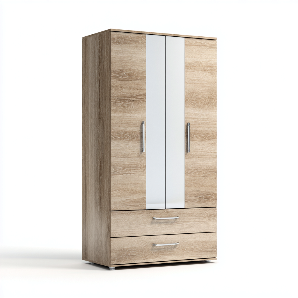 Armario de madera roble claro con frente blanco 85x50x185 cm - roble-blanco - diseño moderno-Homiuphaus