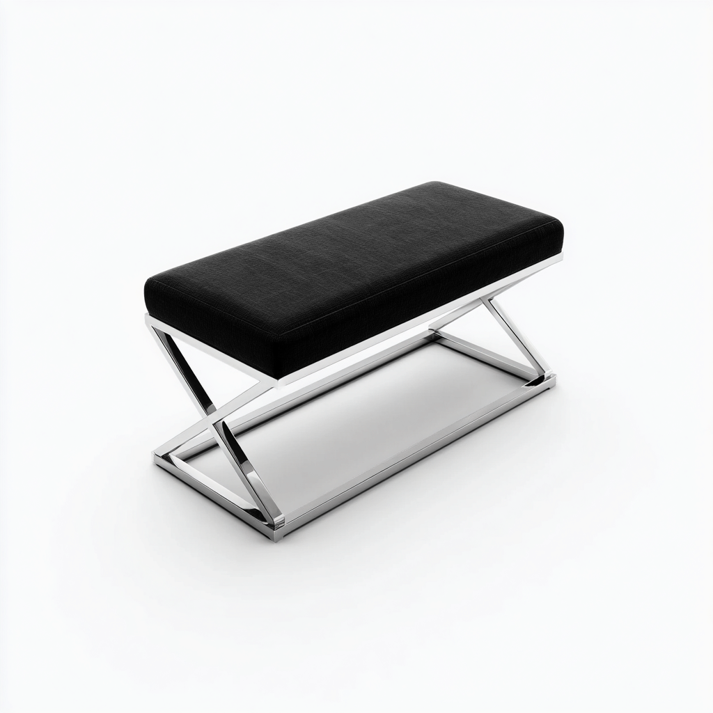 Banco de entrada metal-tela 95x38x46 cm - negro-plata - estilo moderno-Homiuphaus