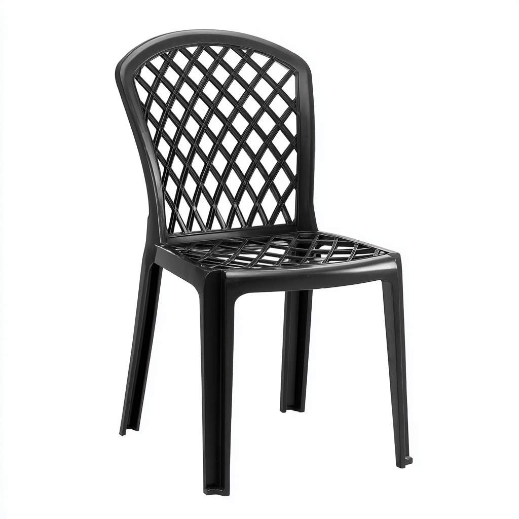 Silla de jardín de plástico 50x52x87 cm - negro - diseño moderno - apta para jardín-Homiuphaus