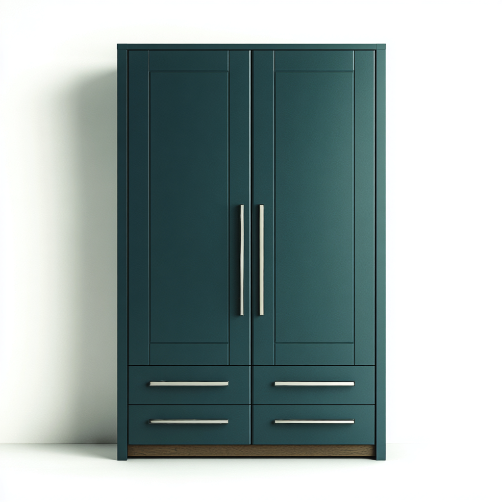 Armario verde oscuro 90x50x185 cm - 2 puertas y 4 cajones - diseño moderno-Homiuphaus