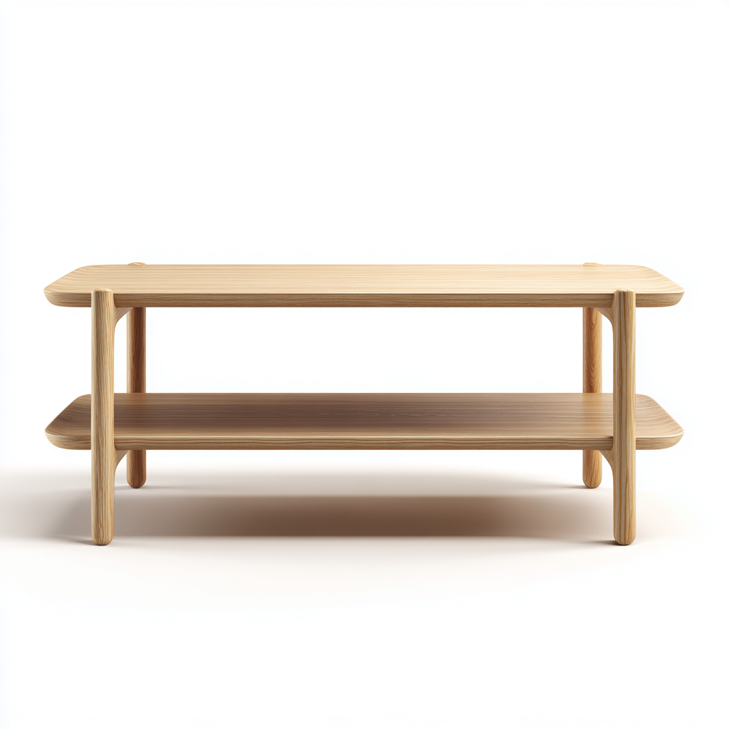 Mesa de centro madera 112x58x45 cm - roble claro - diseño de líneas suaves-Homiuphaus
