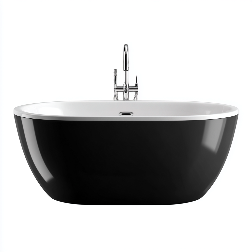 Bañera acrílica 170x75x58 cm - negro-blanco - diseño clásico-Homiuphaus