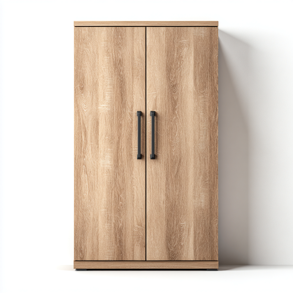 Armarios madera natural 80x45x160 cm - diseño moderno - 2 puertas-Homiuphaus