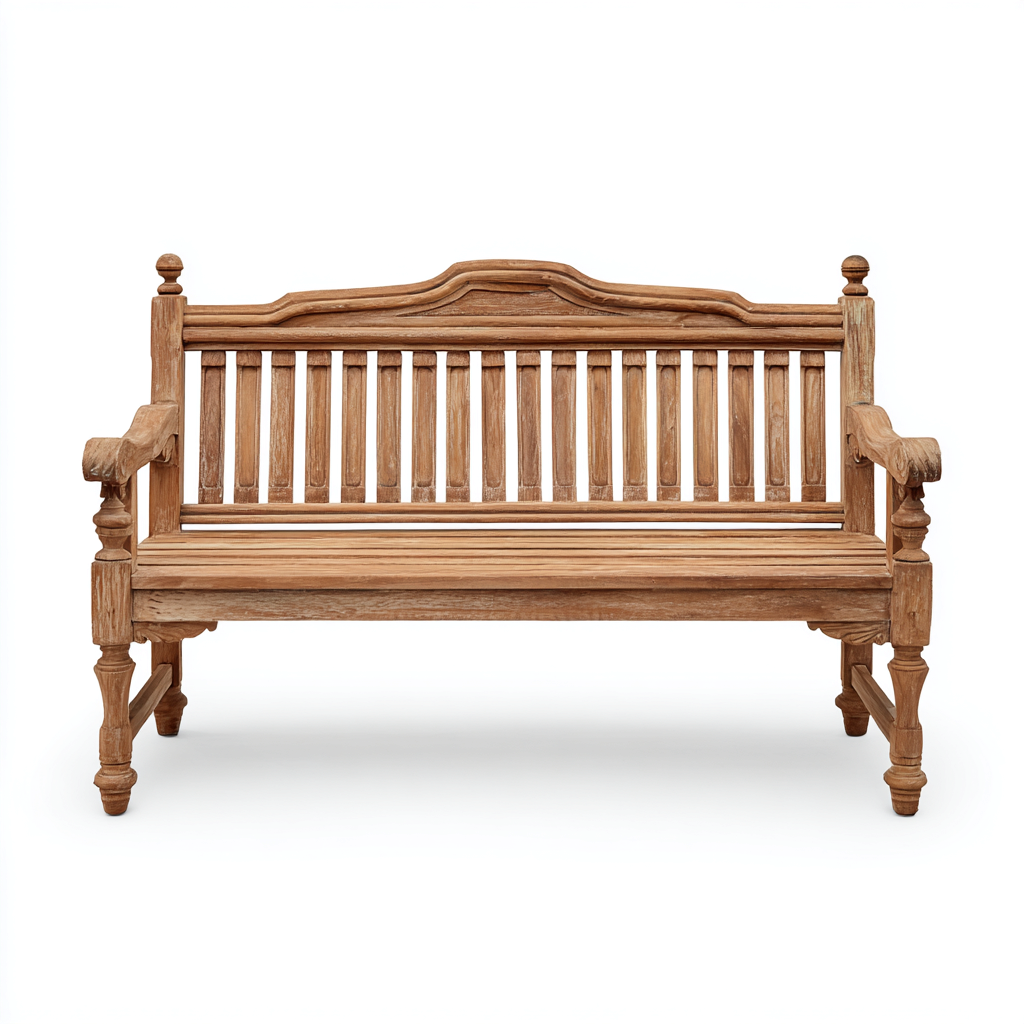 Banco de jardín de madera tallada 150x62x95 cm - madera natural - diseño tradicional-Homiuphaus