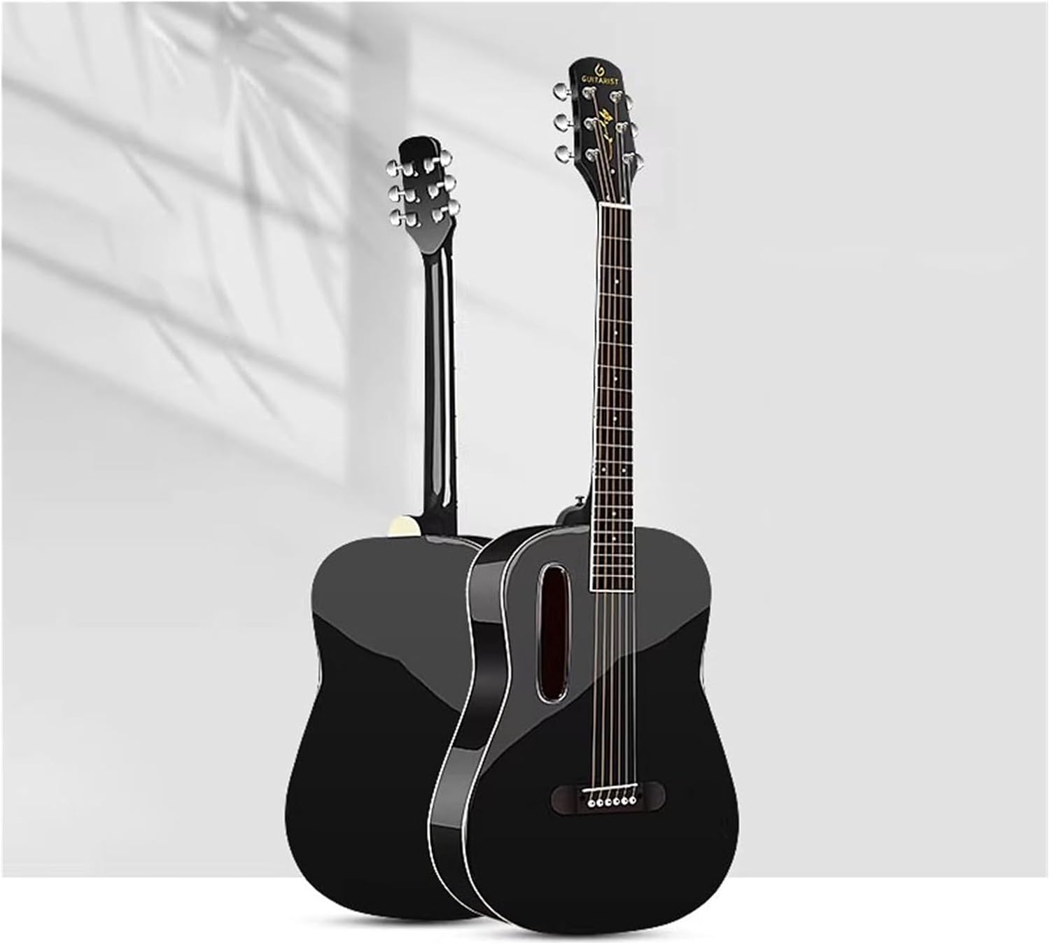 Guitarra clásica brillante para principiantes - Kit acústico negro - Funda, afinador, correa, cuerdas y púas-Havenupyard