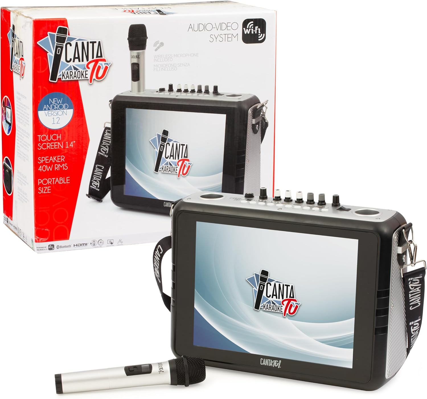 Canta Tu Karaoke portátil 2024 - pantalla táctil grande - micrófono inalámbrico - WiFi - efectos y cambiador de voz - plateado-Havenupyard