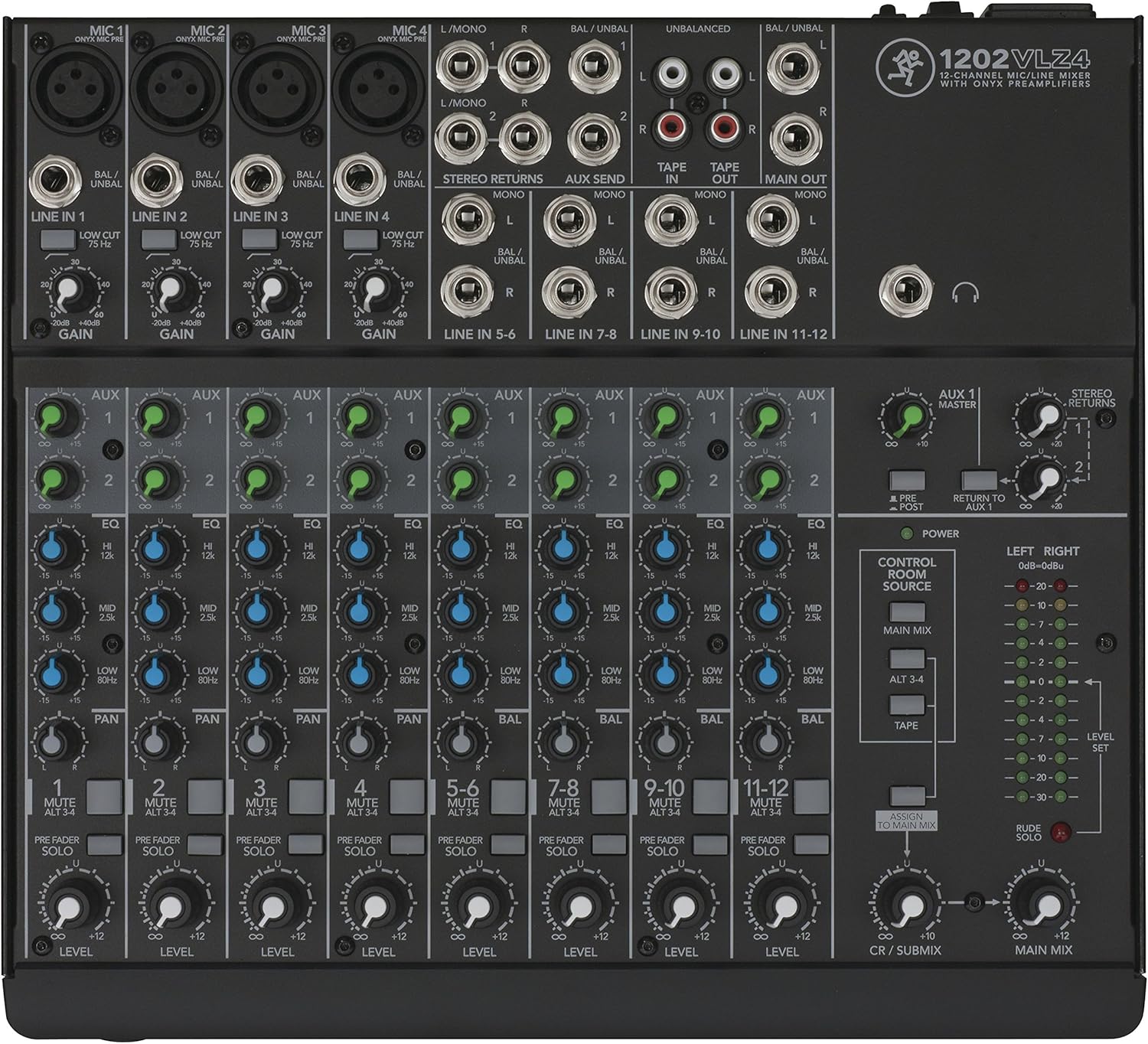 Mackie 1202VLZ4 - Mezclador compacto analógico de 12 canales - preamplificadores Onyx y salidas XLR TRS-Havenupyard