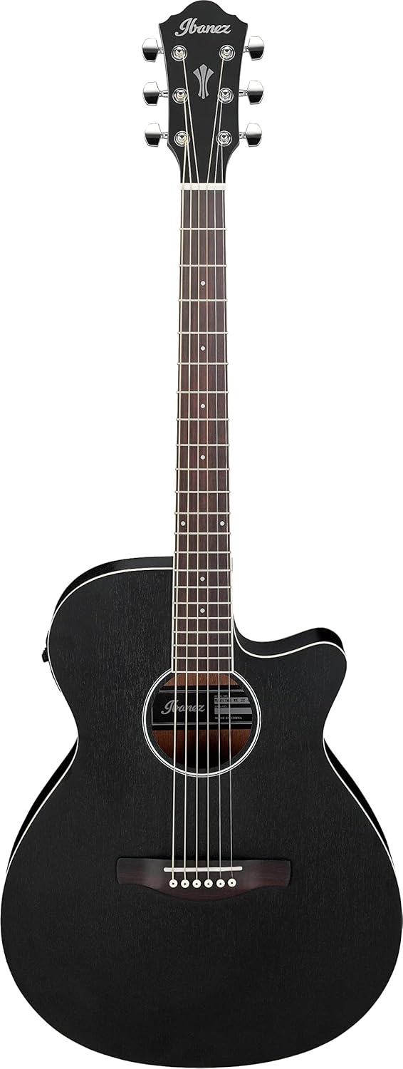 Ibanez AEG7MHWK Standard - Guitarra acústica Weathered Black Open Pore - sapeli y caoba - para diestros-Havenupyard