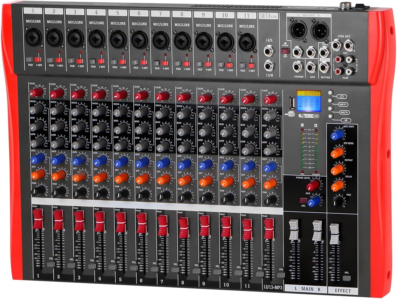 Mezclador profesional de estudio Live - 12 canales - USB digital - alimentación fantasma - consola DJ para grabación-Havenupyard