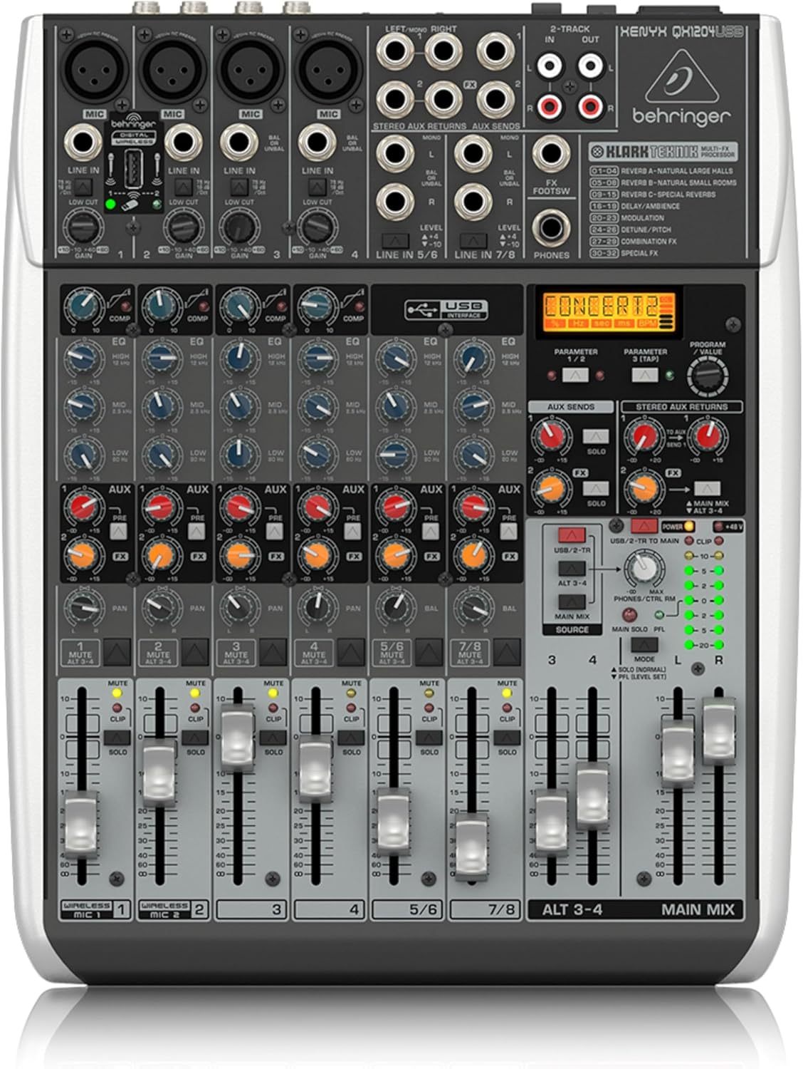 Behringer XENYX QX1204USB - Mezclador DJ de 12 canales - USB - entradas para micrófonos auxiliares y grabación-Havenupyard