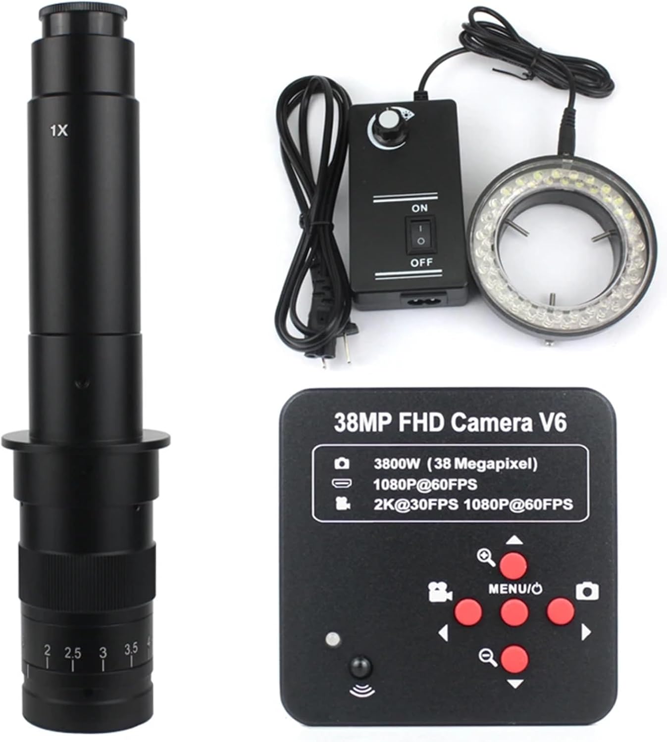 Cámara industrial Full HD 60 FPS - 38 MP 4K HDMI USB - reparación CPU PCB - kit con iluminación LED 300 unidades-Havenupyard