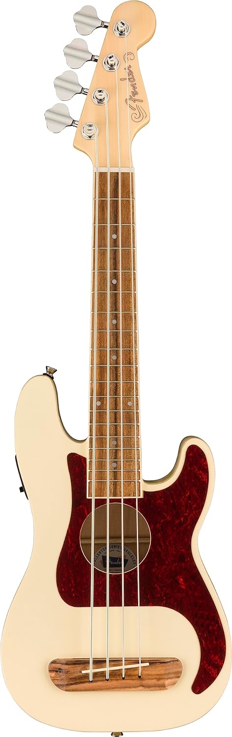 Fender Fullerton Precision Bass Uke - ukelele eléctrico blanco olímpico diapasón de nogal y golpeador carey-Havenupyard