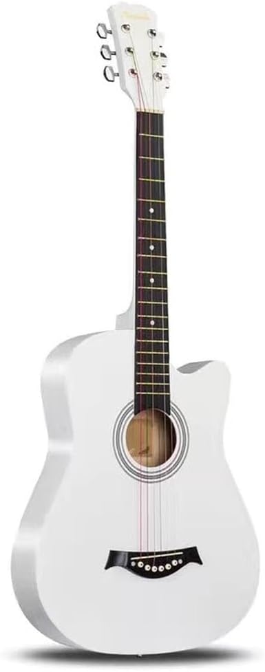 Kit básico de guitarra acústica de 38 pulgadas - Color blanco - Estuche, correa, diapasón y púa incluidos-Havenupyard