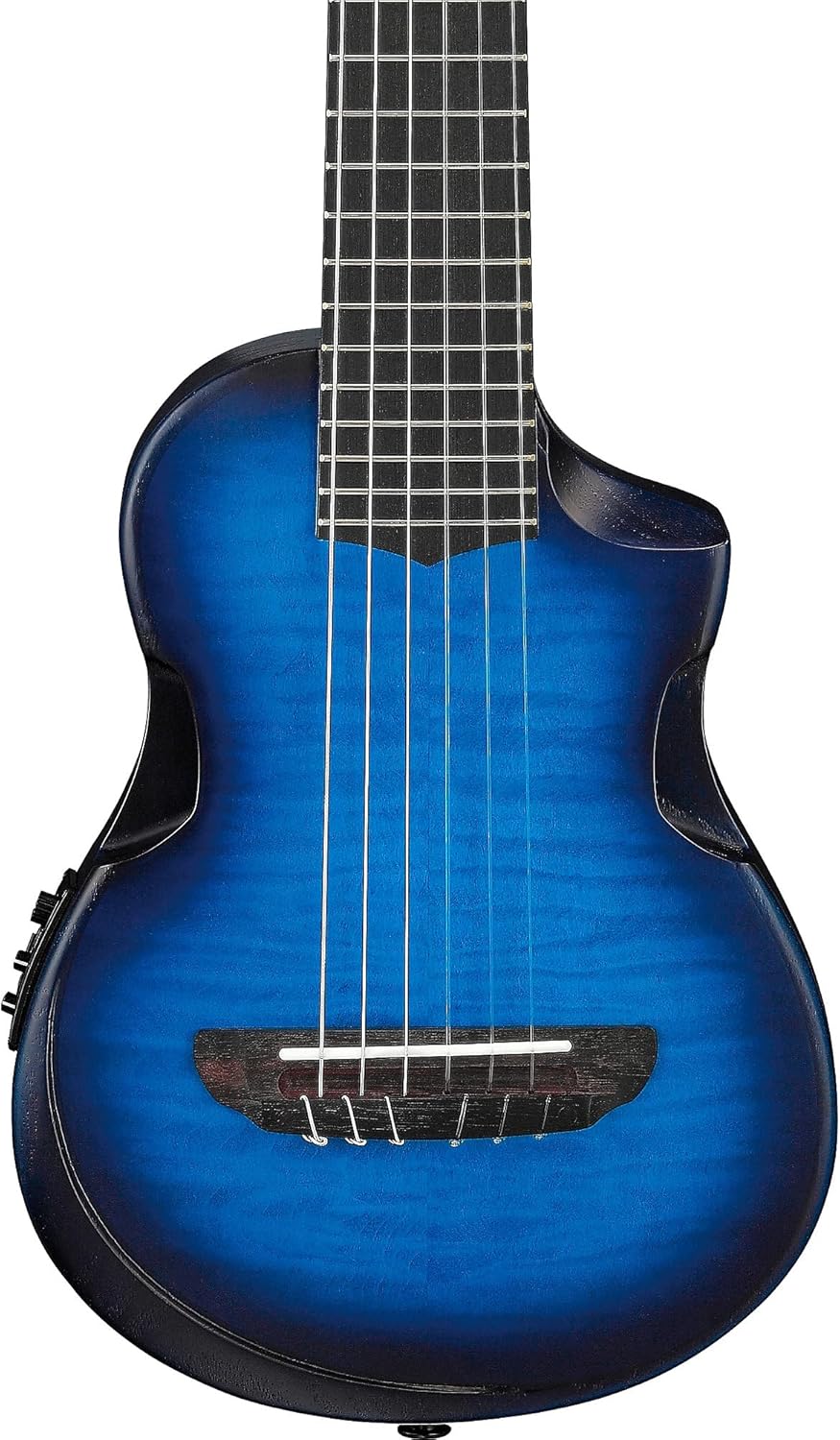 AUP10FMNETBO ukelele Transparent Blue Sunburst - tapa de arce cuerpo Paulownia y cuerdas de nailon-Havenupyard