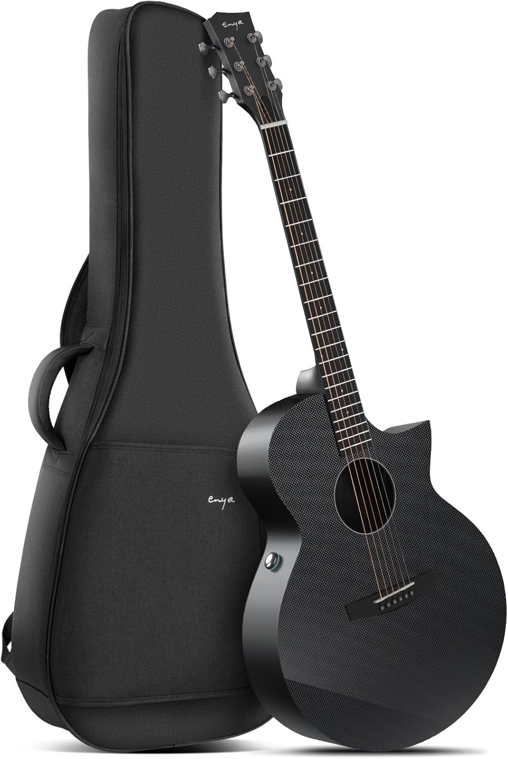 Enya X3 PRO - Set de guitarra electroacústica 4 cuartos de fibra de carbono - negra - para principiantes y adultos-Havenupyard