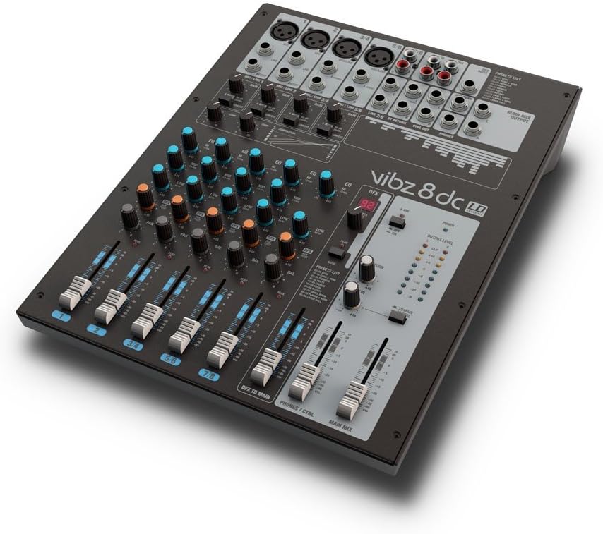 LD Systems VIBZ 8 DC - Mesa de mezclas de 8 canales - efectos digitales compresor y salidas XLR TRS-Havenupyard