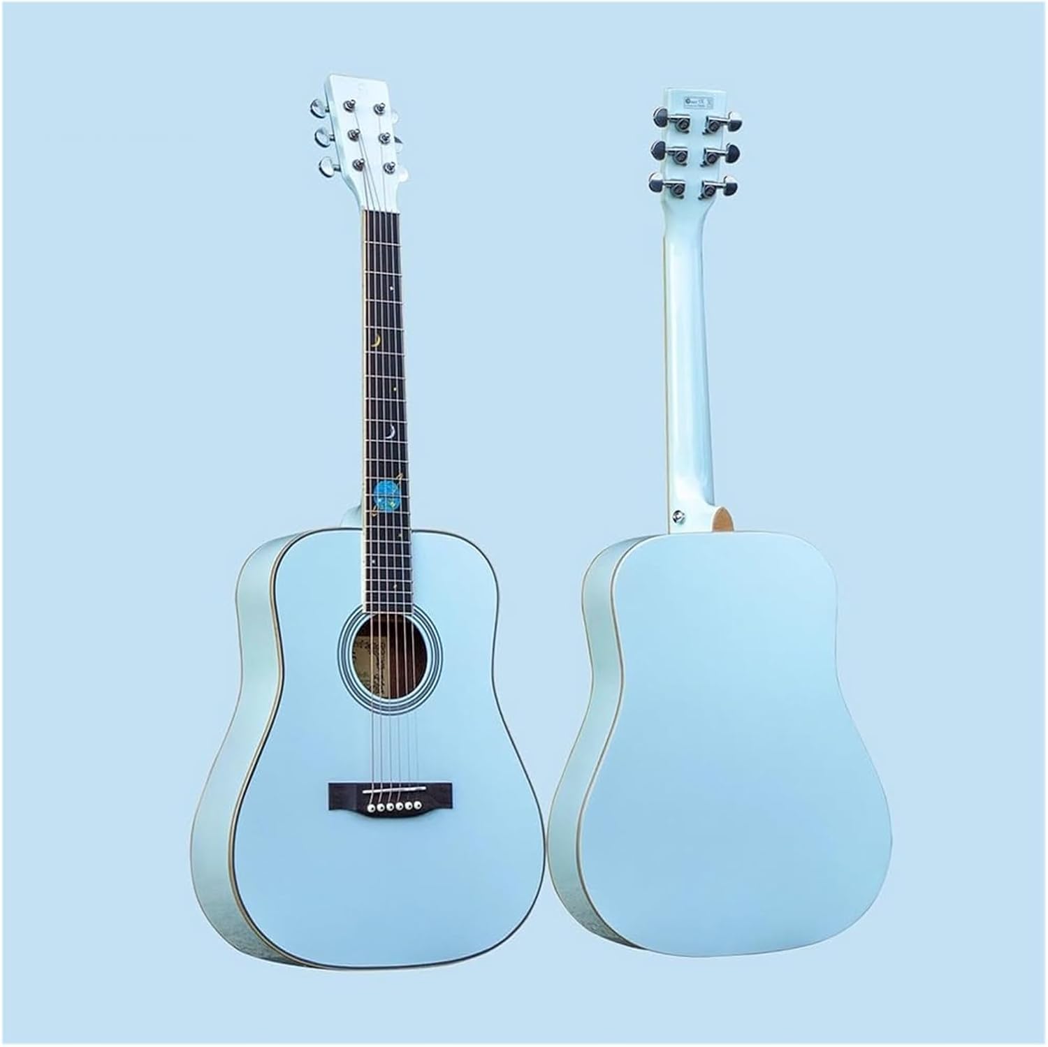 Guitarra clásica acústica de viaje para principiantes - Color azul - Tapa de abeto - Funda, correa y afinador-Havenupyard
