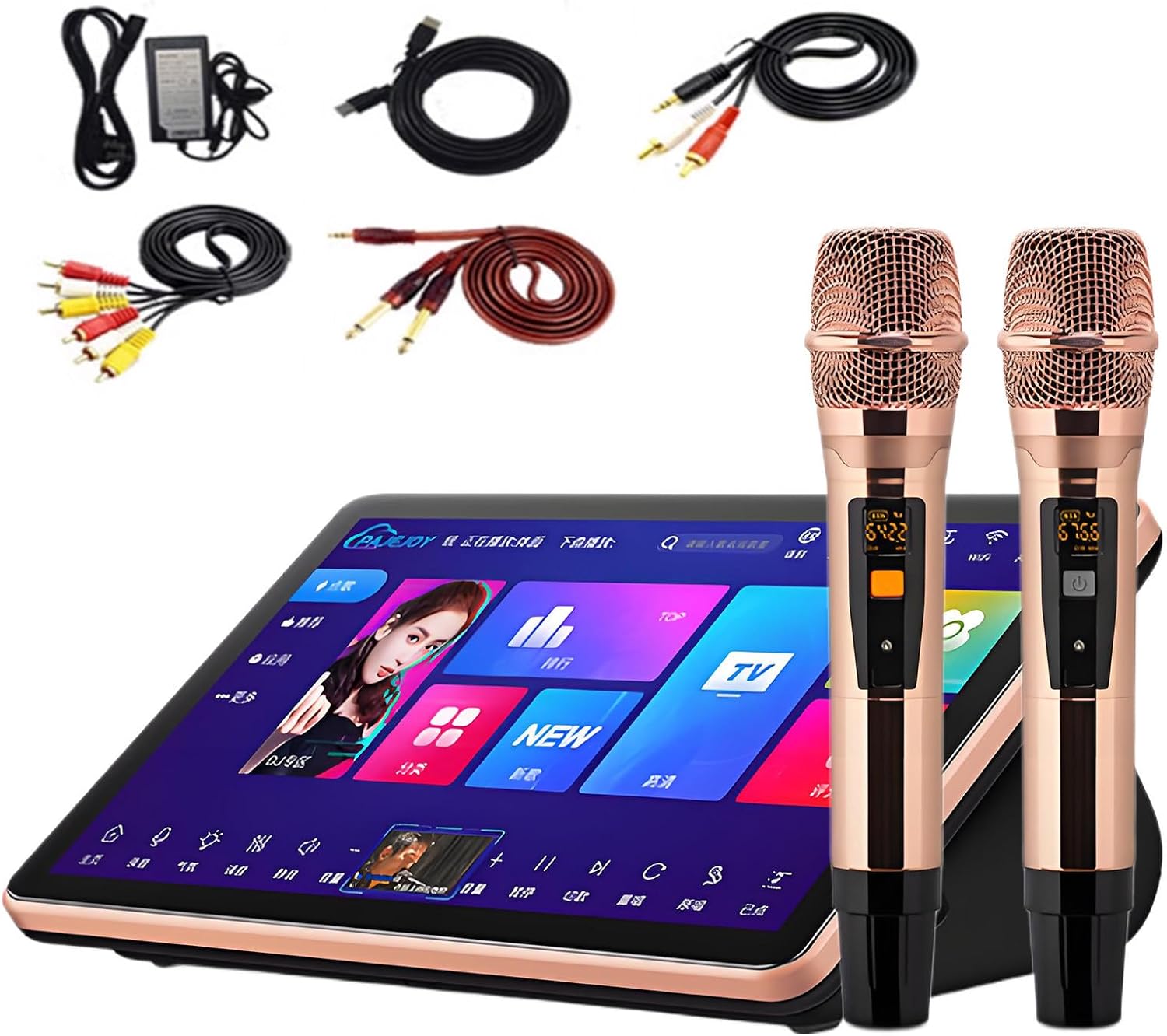 Karaoke con mezclador 18,5 pulgadas - pantalla táctil - dos micrófonos inalámbricos - canciones en línea - casa fiesta y bar - modelo A 500G-Havenupyard