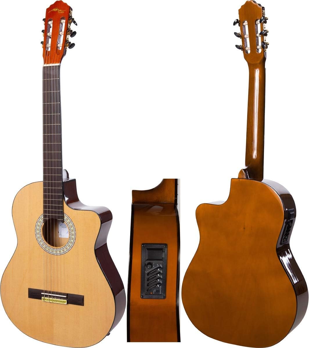 M Tunes MTC209CE - Guitarra clásica electroacústica 39 pulgadas negra - tamaño completo - cutaway - cuerdas de nailon-Havenupyard