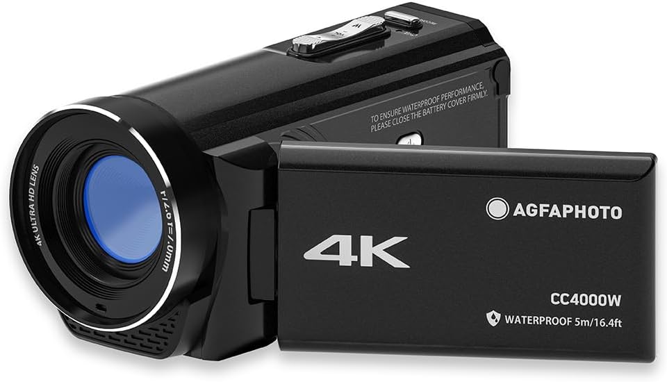 AgfaPhoto Realimove CC4000W - videocámara 4K resistente al agua - pantalla táctil 3 pulgadas - zoom digital 18 aumentos - foto 24 MP-Havenupyard