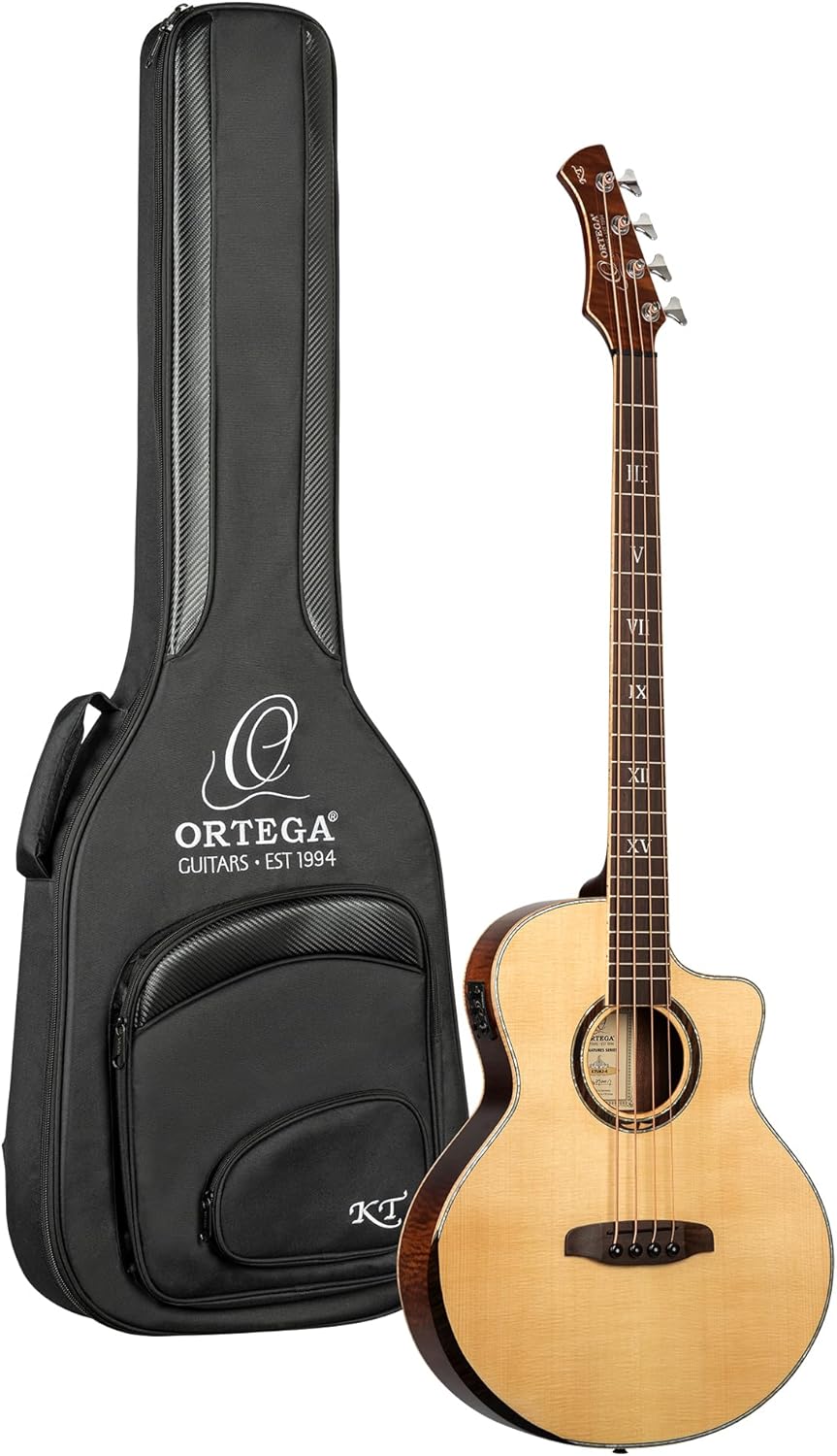 Bajo acústico Ortega KTSM2 4 - 4 cuerdas - dimensiones 129 por 50 por 18 centímetros - instrumento Ortega-Havenupyard