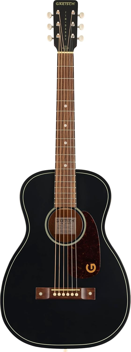 Gretsch Jim Dandy Deltoluxe Parlor - Guitarra acústica negra - Diapasón de nogal - Golpeador Tort-Havenupyard