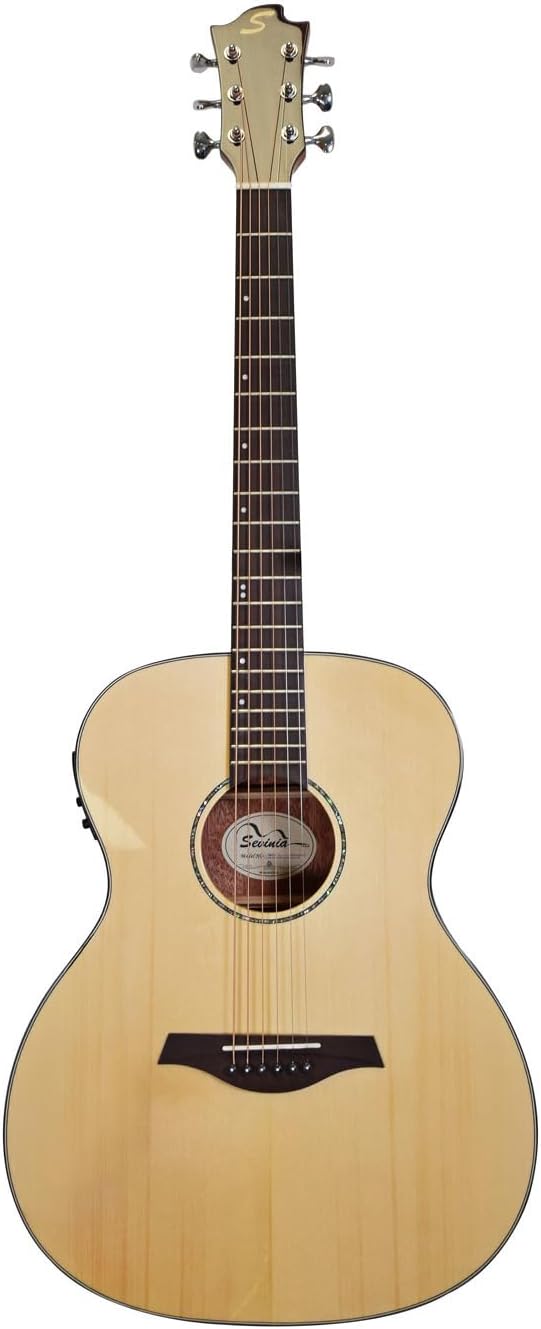 Guitarra electroacústica estilo orquesta - tapa de abeto sólido - caoba laminada - ecualizador de tres bandas y afinador-Havenupyard