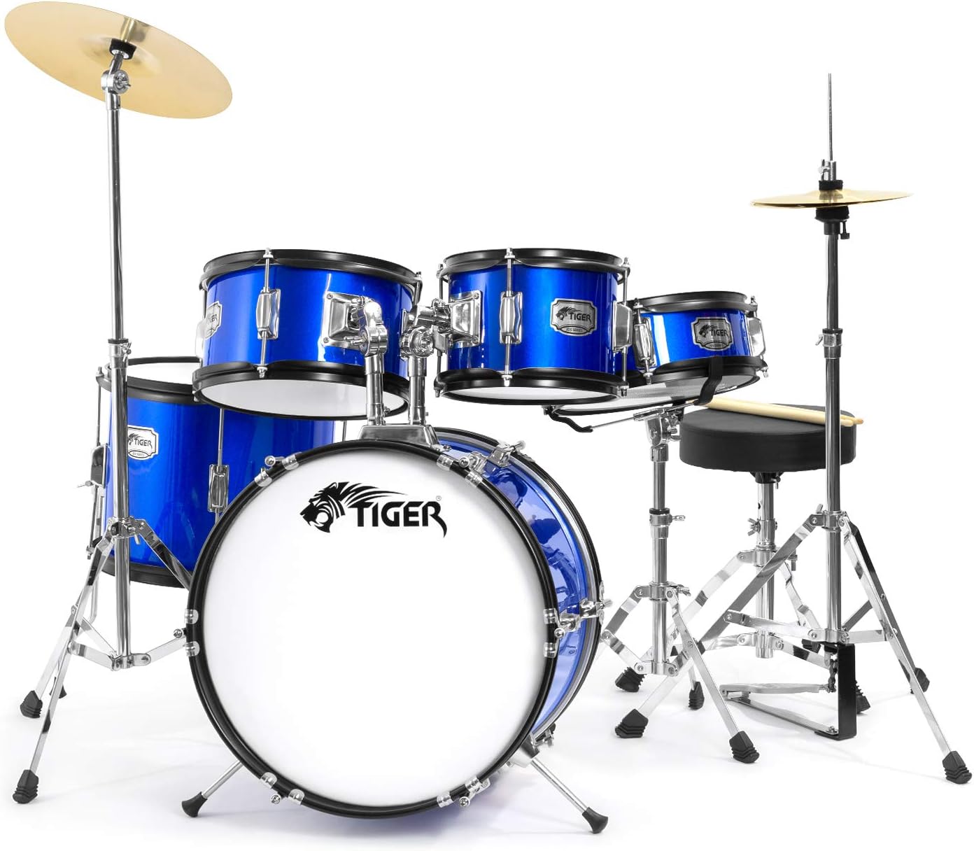 Tiger JDS14-BL batería junior azul de 5 piezas - set infantil de madera para niños de 3 a 10 años-Havenupyard