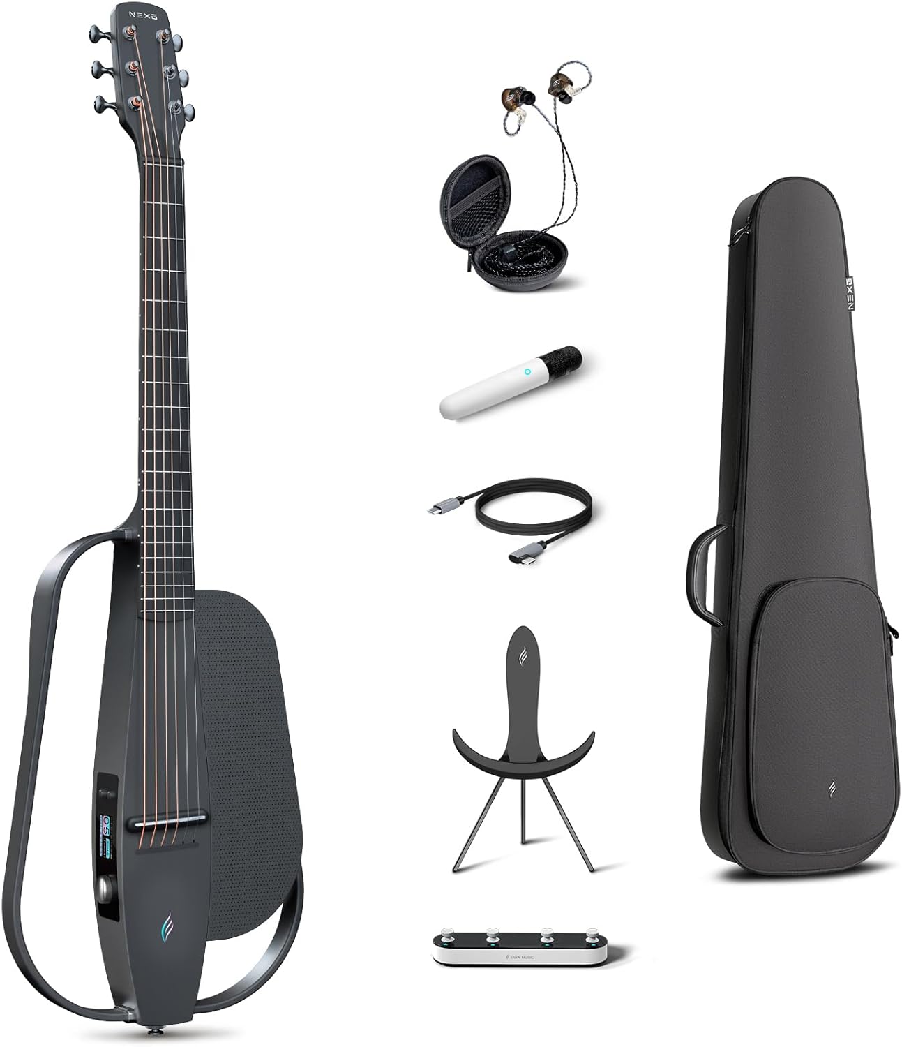 Enya NEXG2 - Guitarra electroacústica Pro de fibra de carbono - 38 pulgadas - altavoz inalámbrico 80 W y accesorios-Havenupyard