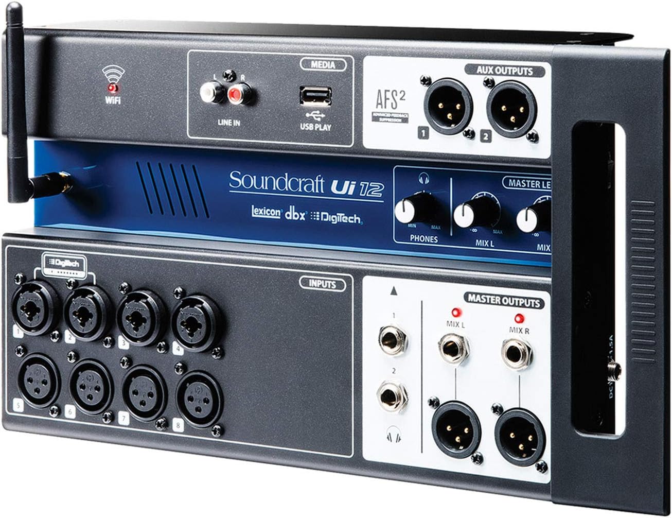 Soundcraft Ui12 - Mezclador digital de 12 canales - Aux USB XLR - formato compacto para control y directo-Havenupyard