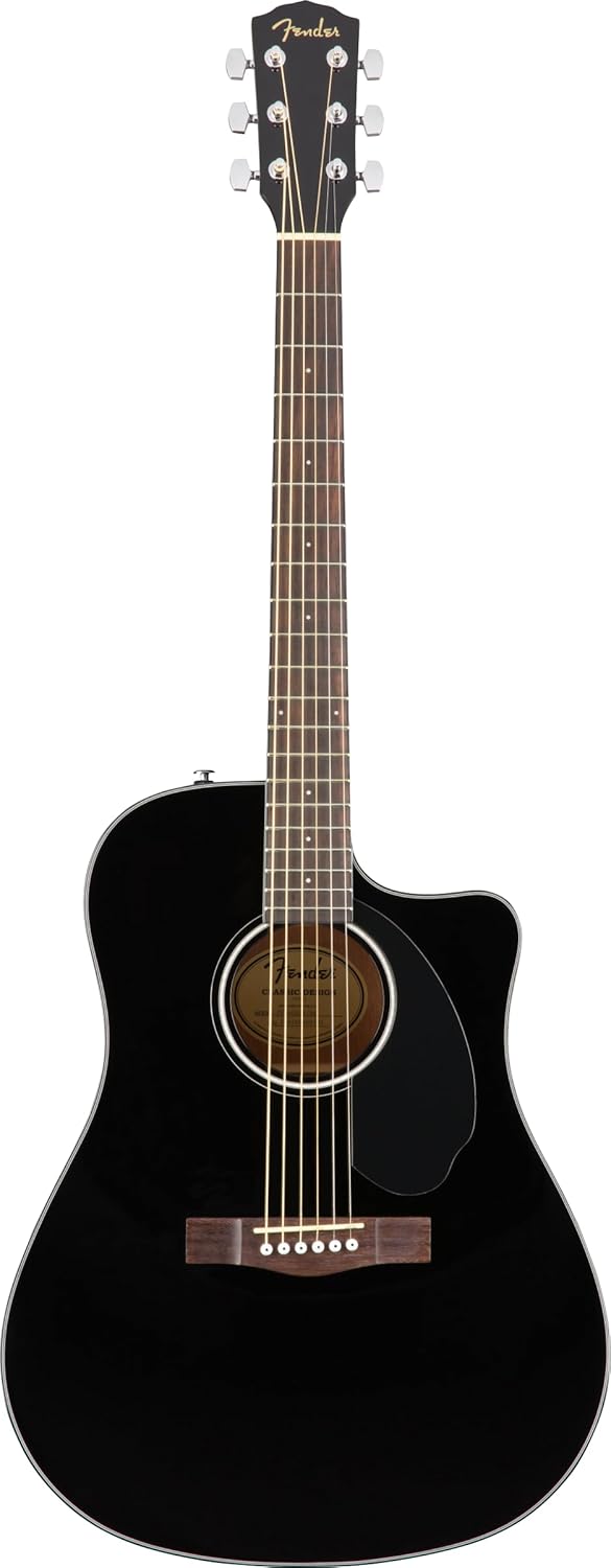 Fender CD-60SCE Dreadnought guitarra acústica electrificada negra - caoba nogal piezo y cursos Fender Play-Havenupyard