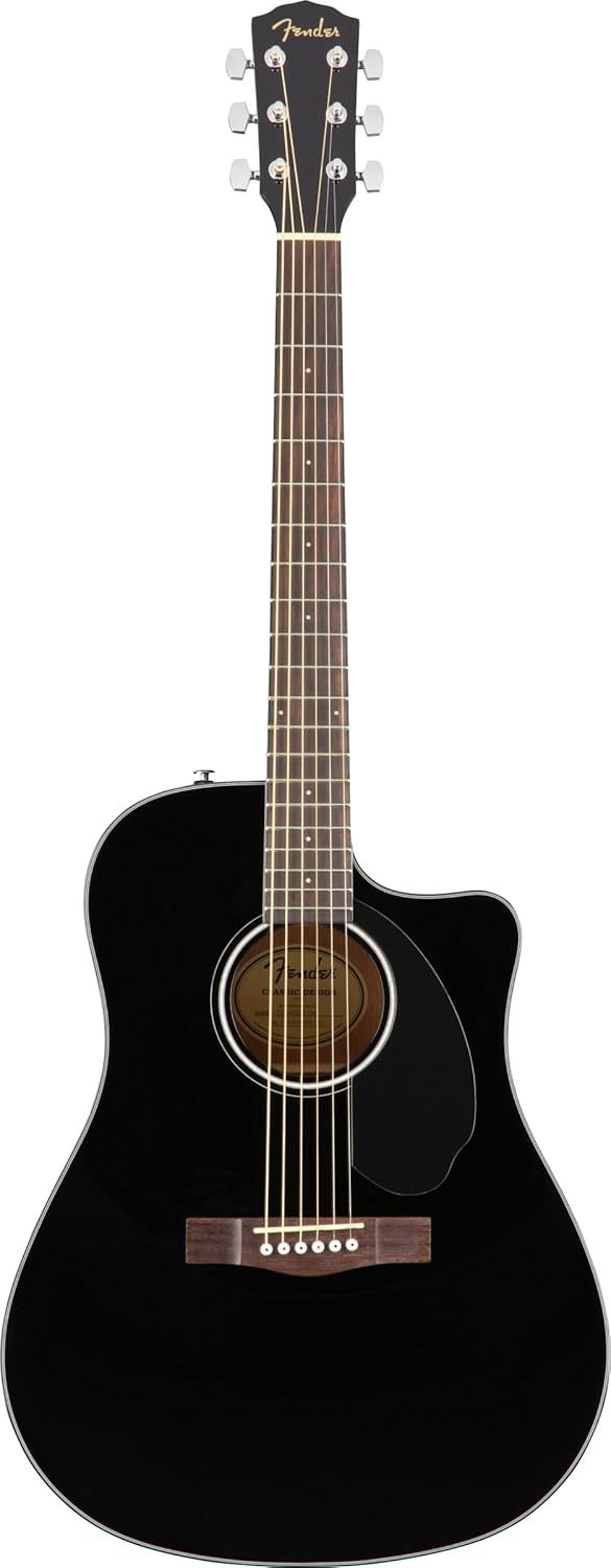 Fender CD-60SCE Dreadnought guitarra acústica electrificada negra - caoba nogal piezo y cursos Fender Play-Havenupyard