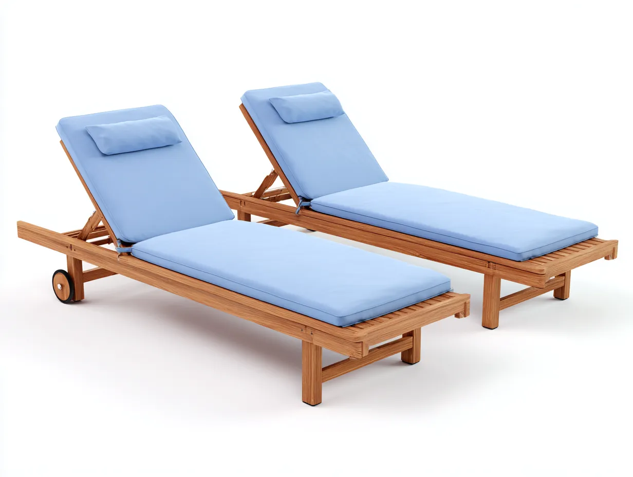 Tumbona de exterior madera con cojín 200x65x35 cm color madera azul para jardín estilo moderno-Havenupyard