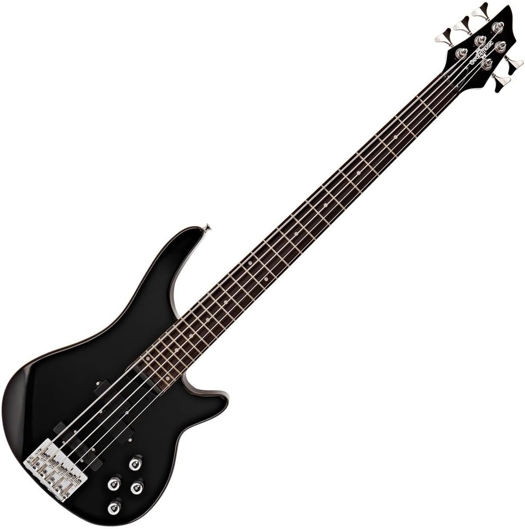 Gear4music Chicago bajo eléctrico 5 cuerdas - negro tamaño completo cuerpo Paulownia y cuerdas de acero inoxidable-Havenupyard