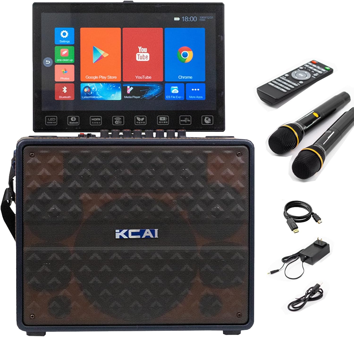 Máquina de karaoke con pantalla táctil - WiFi - Proyección móvil - 2 micrófonos - Altavoz Bluetooth rojo azul-Havenupyard