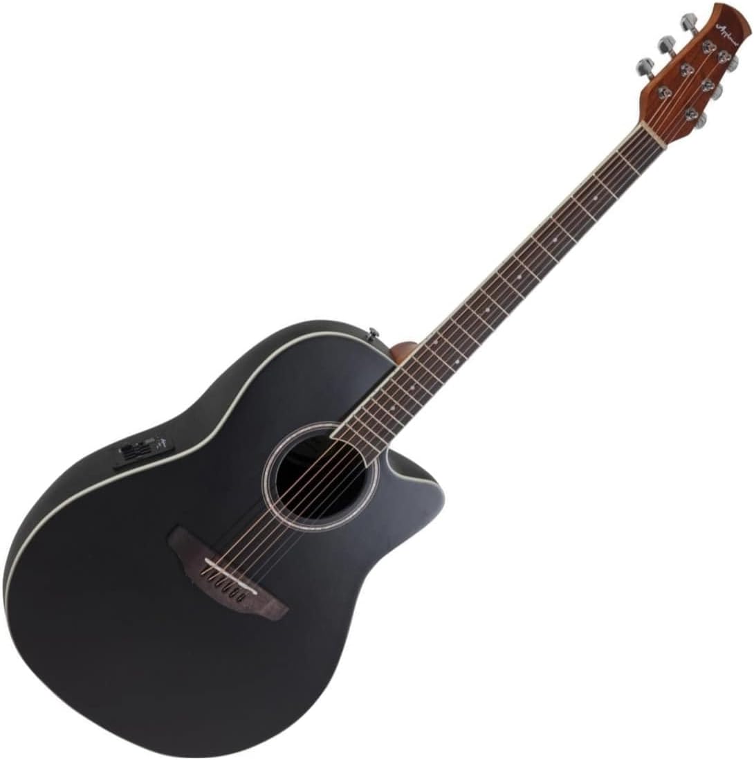 Applause Traditional AB24 Mid Cutaway - Guitarra electroacústica negra satinada - cuerpo Roundback Lyrachord - preamp AP3TP-Havenupyard