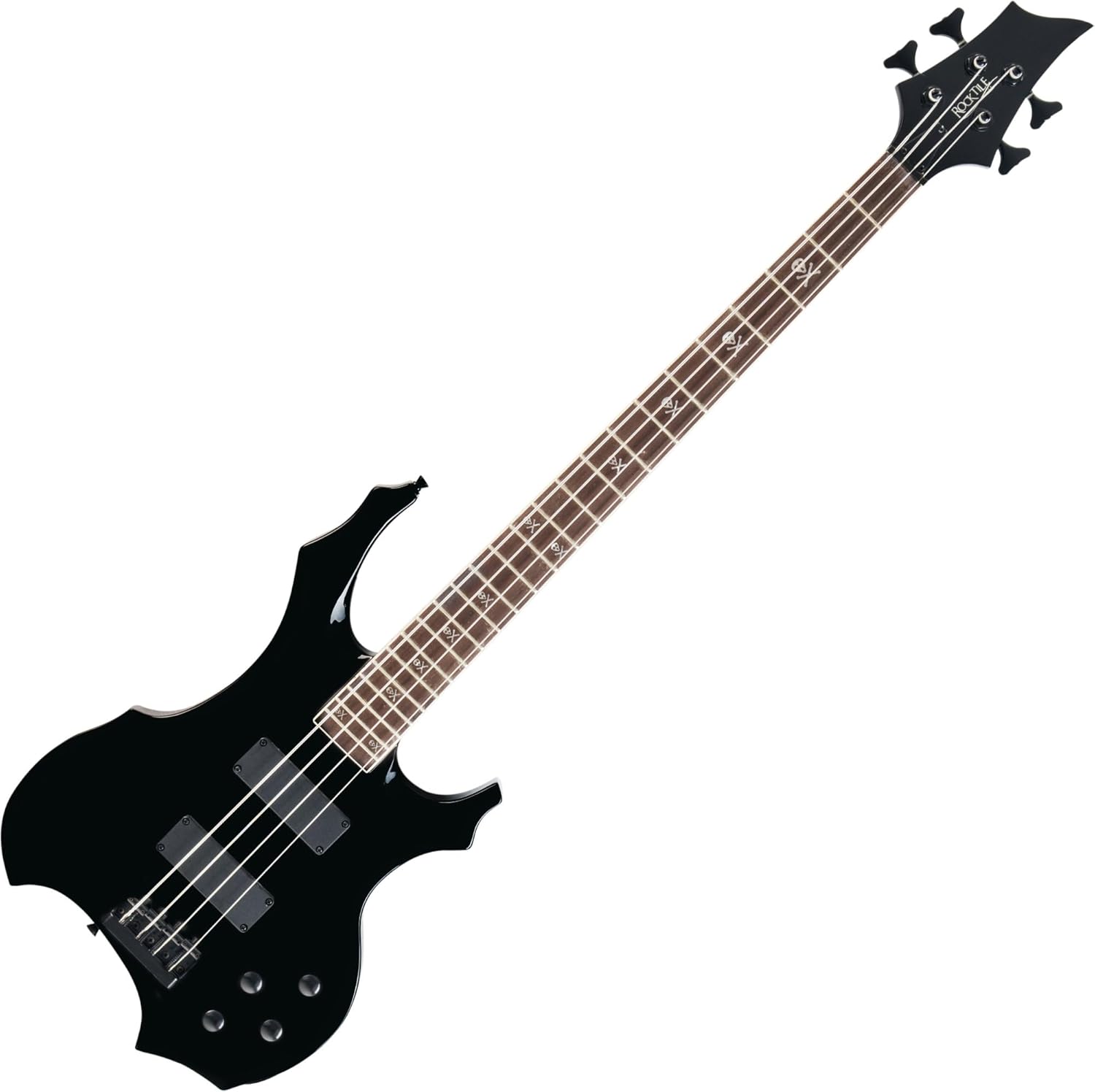 Rocktile Pro BB104-B BattleBone bajo eléctrico - negro tamaño completo 4 cuerdas arce tilo y palo de rosa-Havenupyard