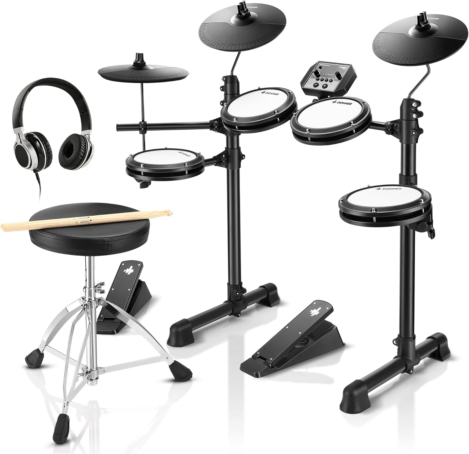 Batería electrónica Donner DED 80 - 7 piezas - parches de malla - 180 sonidos - banqueta auriculares y baquetas-Havenupyard