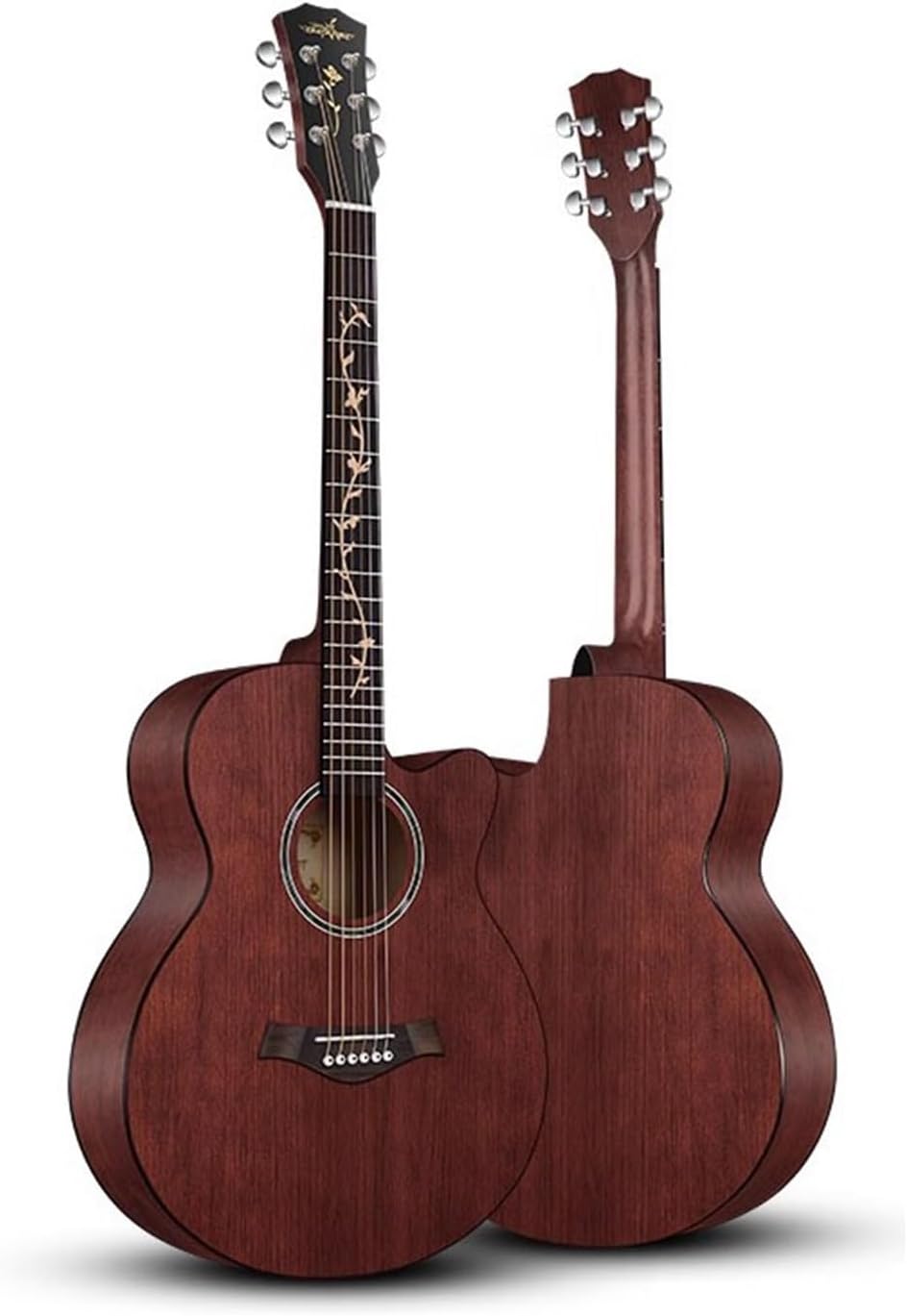 Guitarra acústica cutaway de 41 pulgadas - Marrón oscuro - Kit de iniciación con bolsa, cuerdas, correa y afinador-Havenupyard