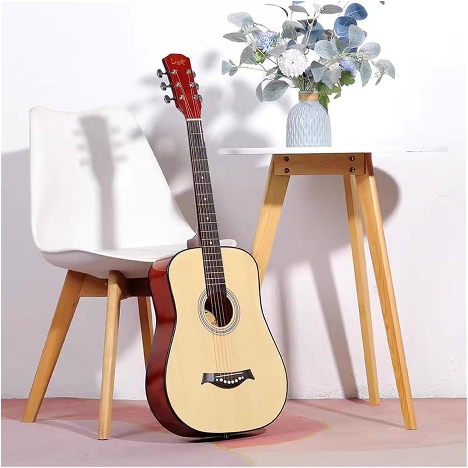 Guitarra acústica para principiantes - 41 pulgadas color natural para adolescentes y adultos con funda cuerdas de latón púa y cejilla-Havenupyard