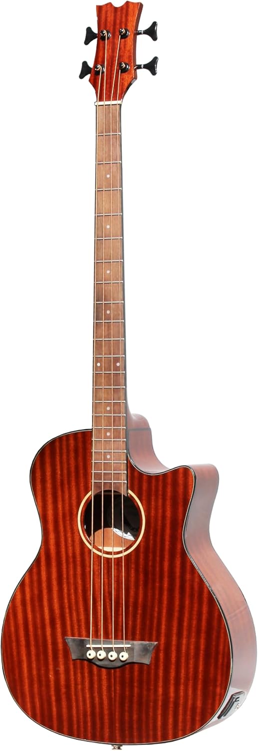 Bajo acústico eléctrico Batking de 41 pulgadas - 4 cuerdas - acabado marrón - cuerpo de caoba-Havenupyard