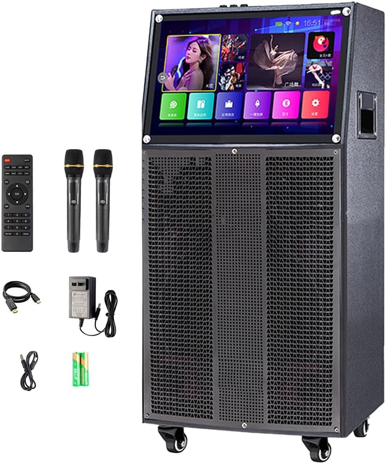 Máquina de karaoke portátil con pantalla táctil - altavoz Bluetooth profesional - doce altavoces - HDMI USB RCA - para casa y películas-Havenupyard