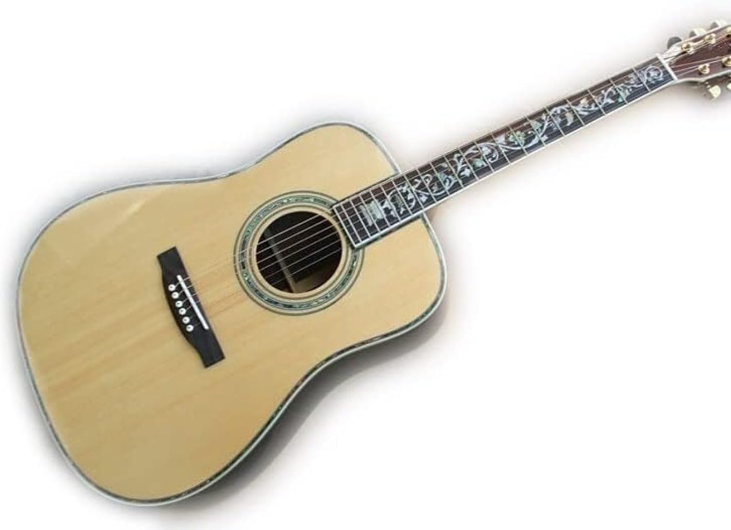 Guitarra eléctrica acústica profesional - tapa de abeto macizo e incrustaciones de árbol de la vida para escenario-Havenupyard