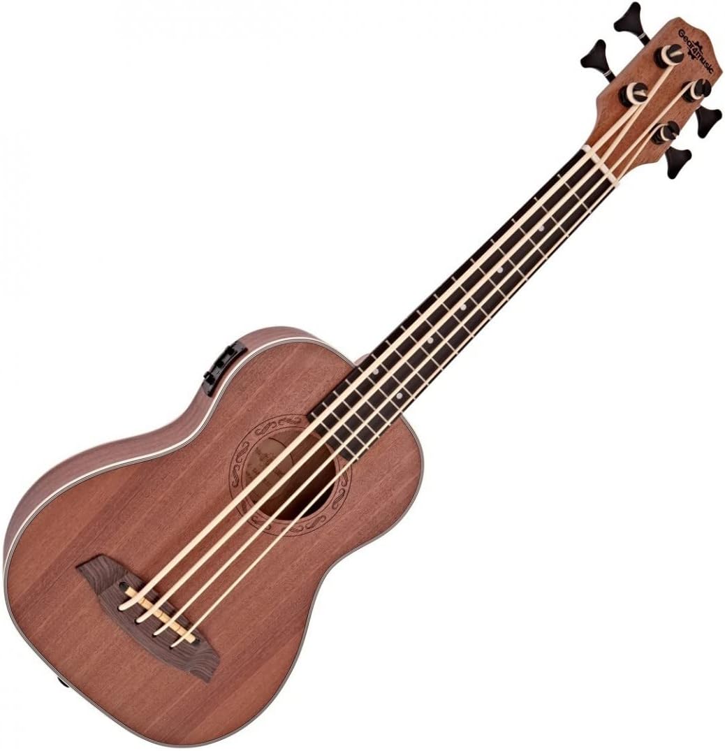 Gear4music Ukelele bajo electroacústico de Sapele - Bass Ukulele eléctrico - 4 cuerdas tamaño completo-Havenupyard
