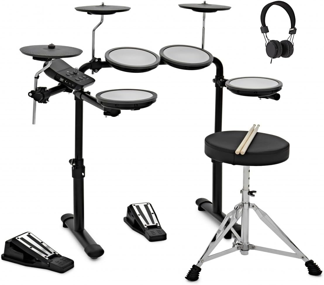 Batería electrónica VISIONDRUM - para niños y adultos - 7 parches de malla - 2 pedales - auriculares y sillín-Havenupyard