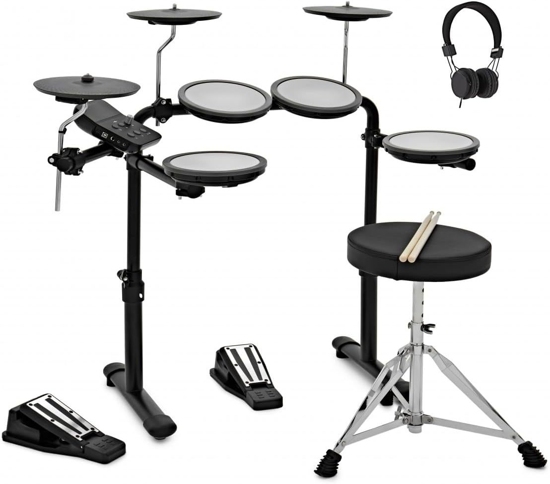Batería electrónica VISIONDRUM - para niños y adultos - 7 parches de malla - 2 pedales - auriculares y sillín-Havenupyard