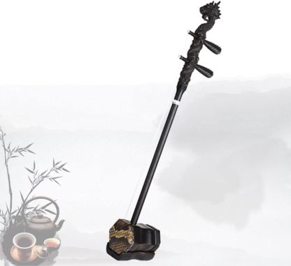 Erhu chino de 2 cuerdas - violín chino Black A con estatua de dragón y accesorios para principiantes y actuaciones-Havenupyard