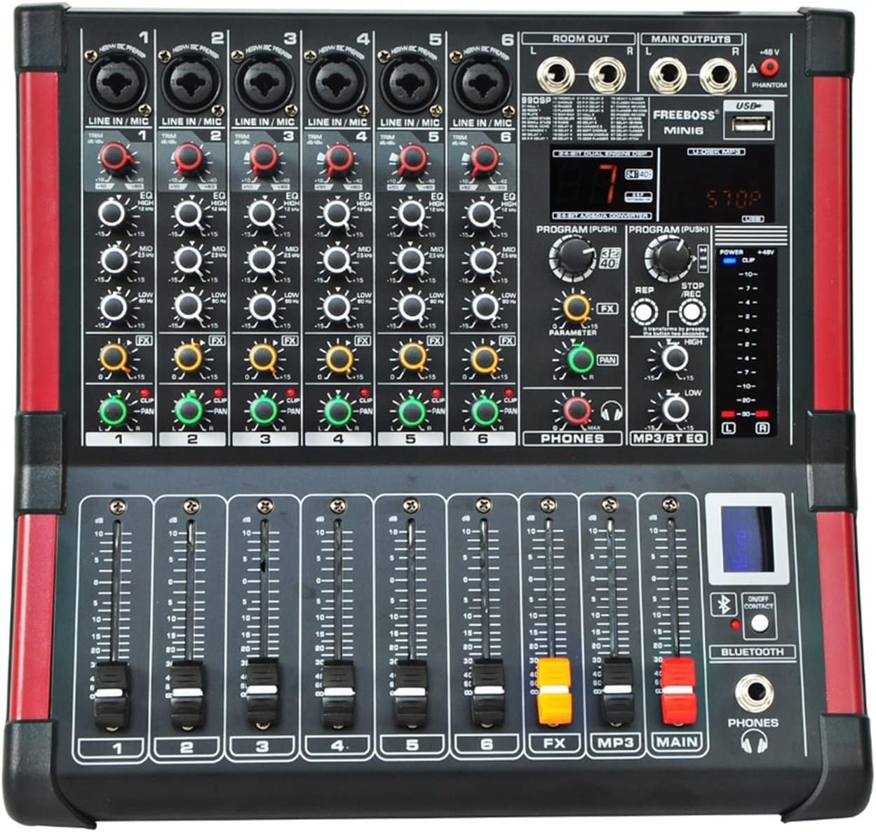 Mini6 mezclador de audio profesional de 6 canales - Bluetooth grabación USB y 99 efectos DSP para sonido en vivo-Havenupyard